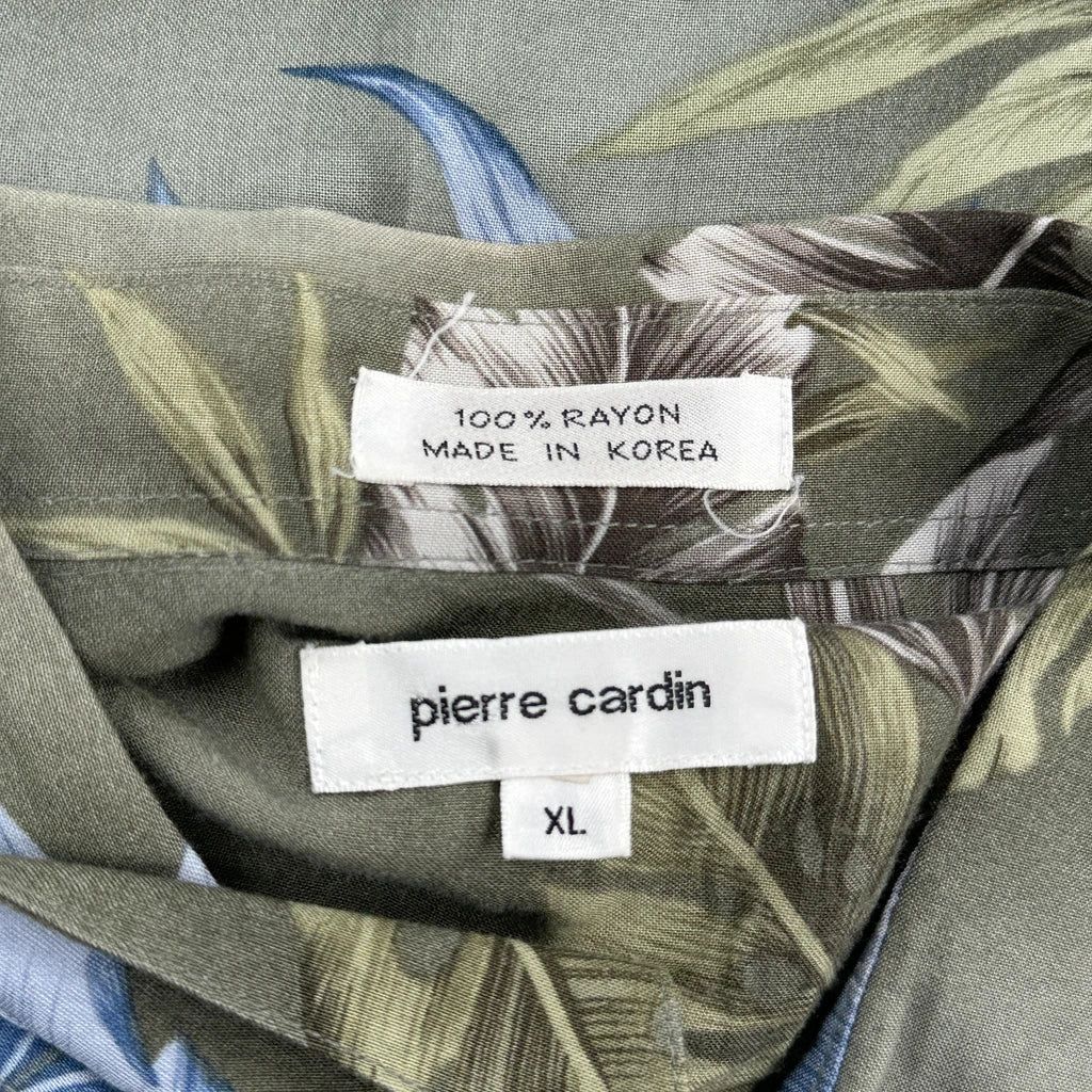 Pierre Cardin Floral Hawaiian Shirt - XL Blue Viscose