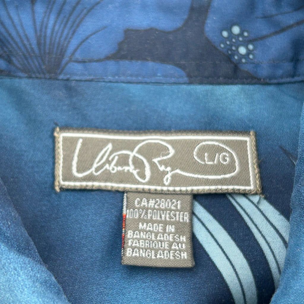 Urban Bay Floral Hawaiian Shirt - Large Blue Polyester