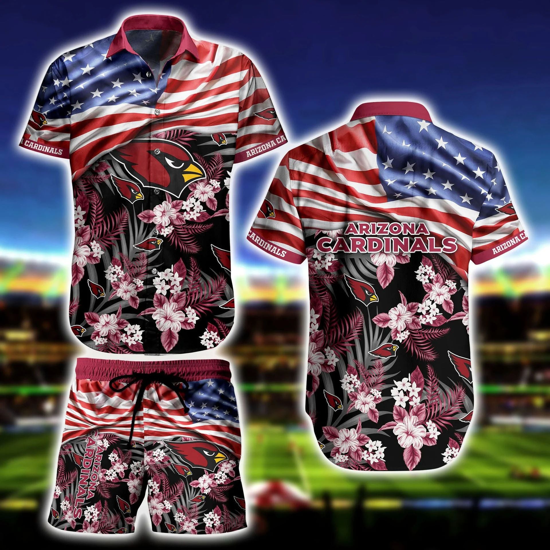 Arizona Cardinals Patriotic Bloom Hawaiian Shirt 142174