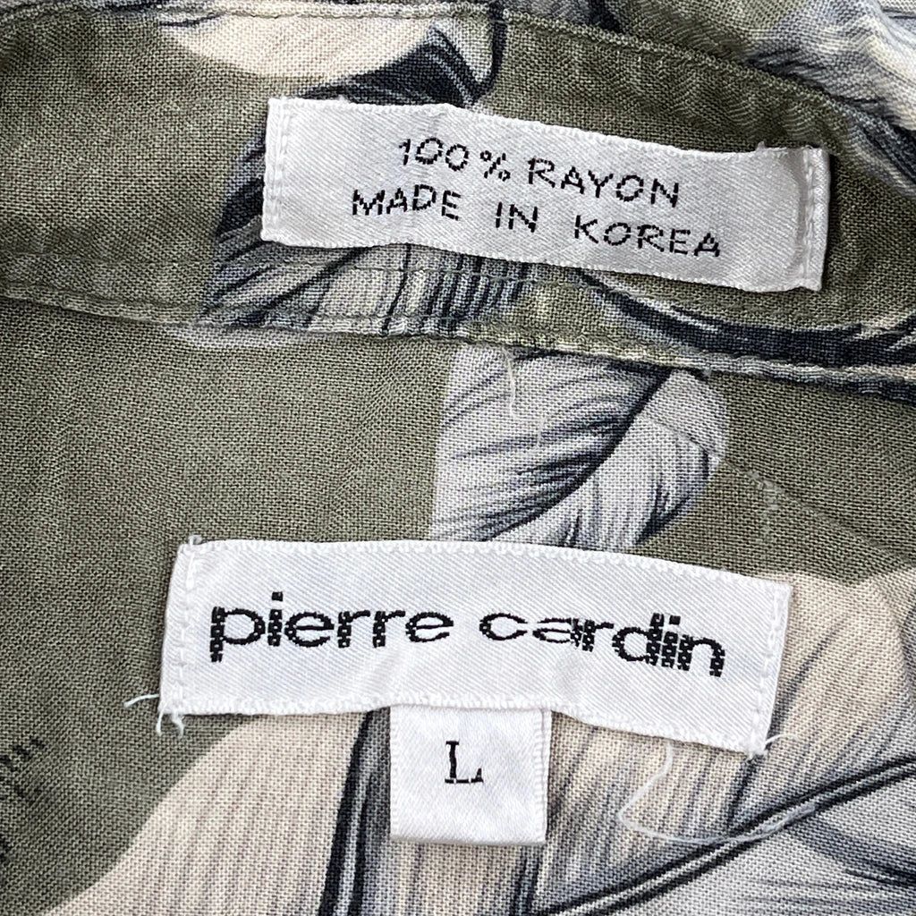 Pierre Cardin Hawaiian Shirt - Large Green Viscose