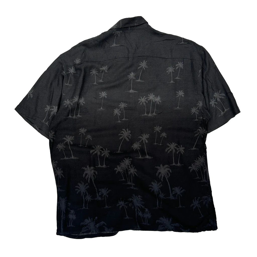 Van Heusen Hawaiian Shirt - Large Black Viscose