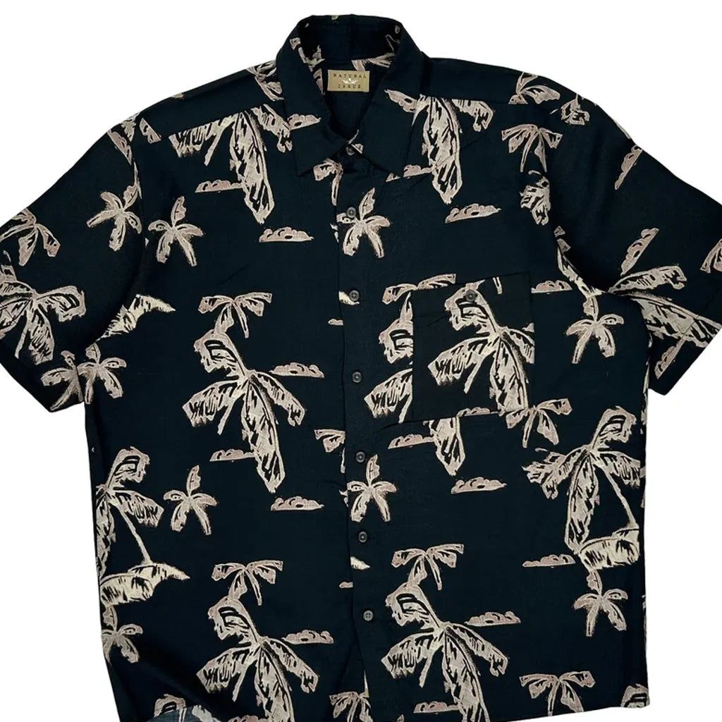 Natural Issue Hawaiian Shirt - 2XL Black Cotton