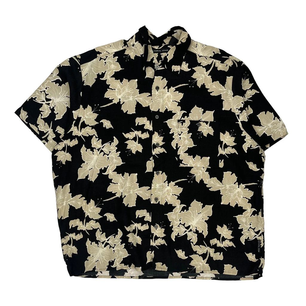 Natural Issue Floral Hawaiian Shirt - XL Black Viscose