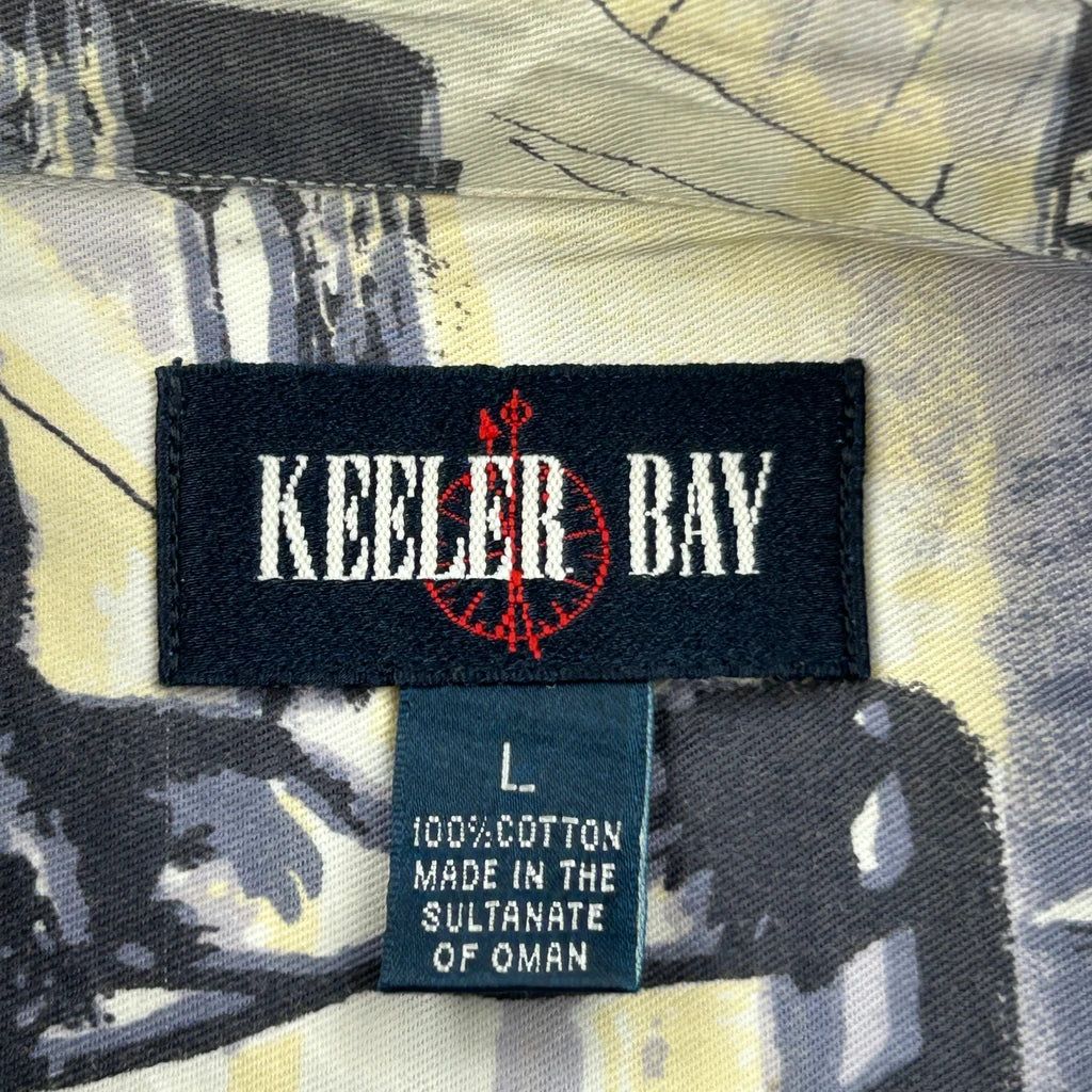 Keeler Bay Graphic Hawaiian Shirt - Large Grey Cotton