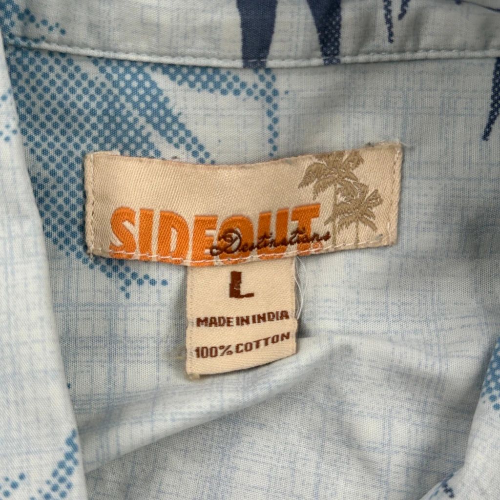 Sideout Floral Hawaiian Shirt - Large Blue Cotton