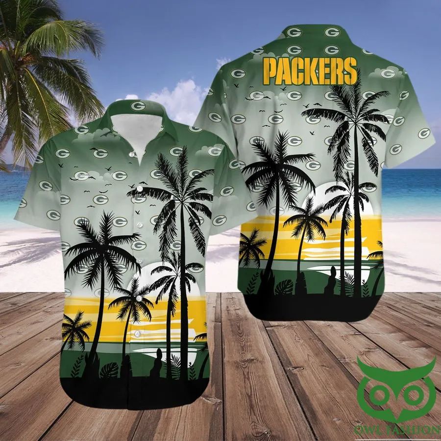Green Bay Packers Hawaiian Shirt Palm Oasis Design 679634