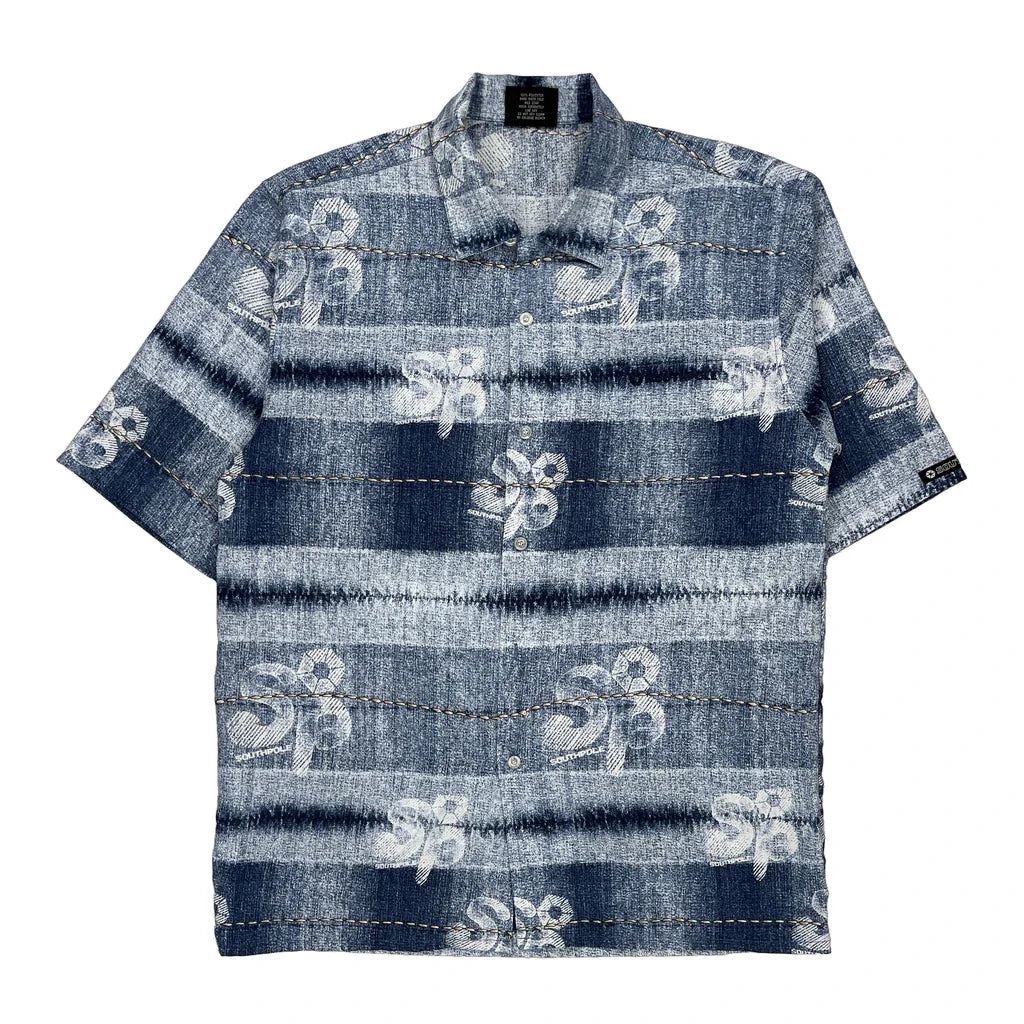 Southpole Floral Hawaiian Shirt - Medium Blue Polyester