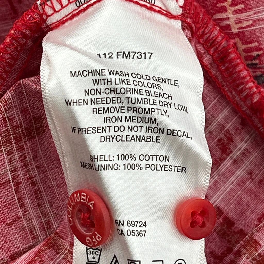 Fishing Columbia Hawaiian Shirt - Small Red Cotton