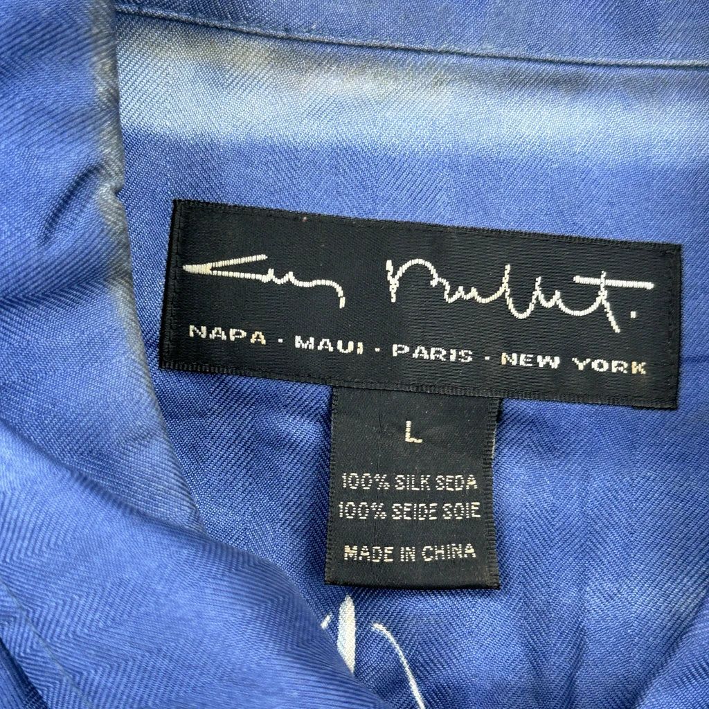 Unbranded Graphic Hawaiian Shirt - Large Blue Silk