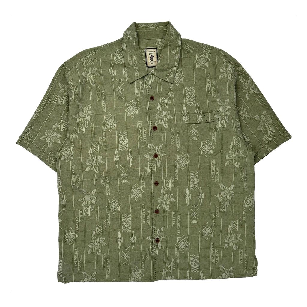 Jamaica Jaxx Floral Hawaiian Shirt - XL Green Cotton