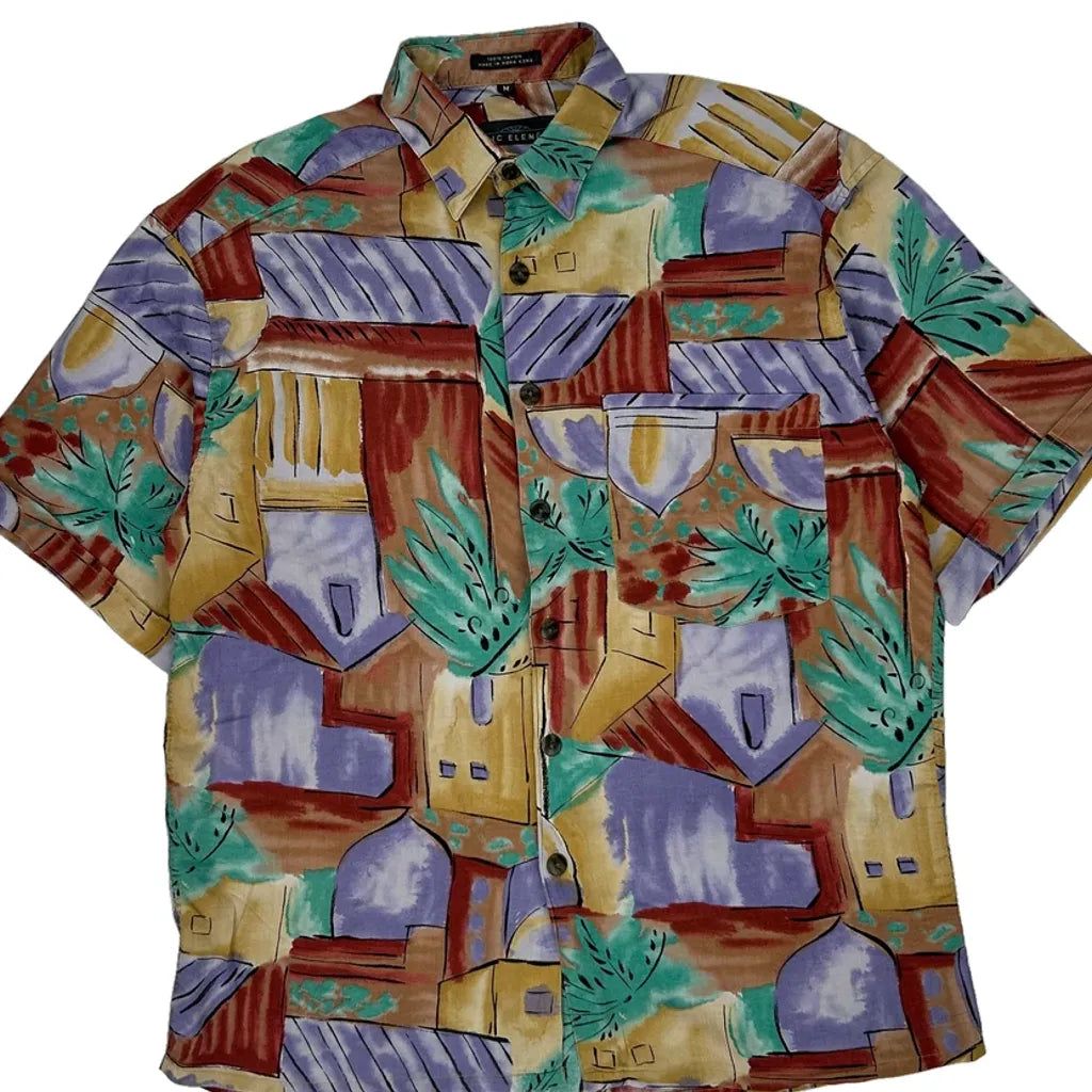 Basic Elements Hawaiian Shirt - Medium Multicoloured Viscose