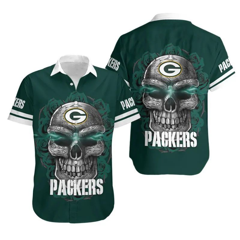 Green Bay Packers Skull Flame Hawaiian Shirt 374158