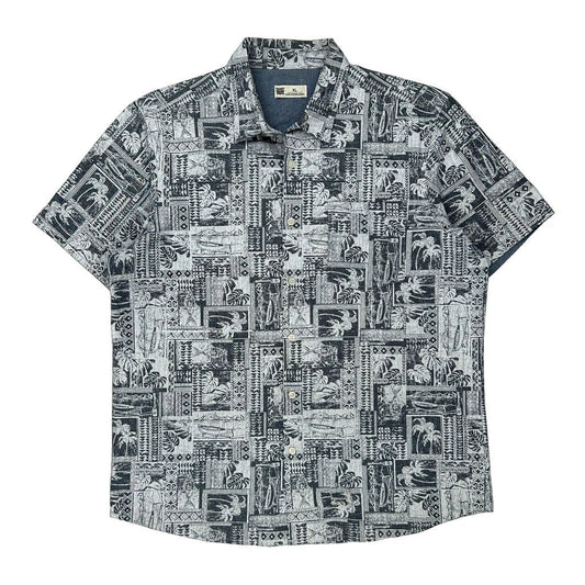 Rivers Graphic Hawaiian Shirt - XL Black & White Cotton