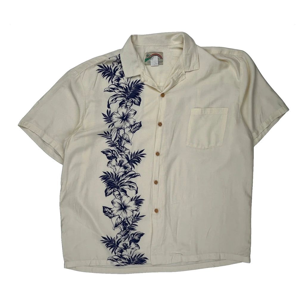 Paradise Found Floral Hawaiian Shirt - XL Blue Viscose