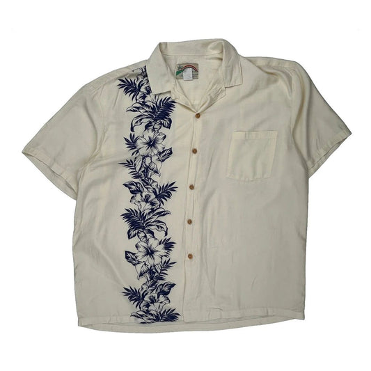 Paradise Found Floral Hawaiian Shirt - XL Blue Viscose
