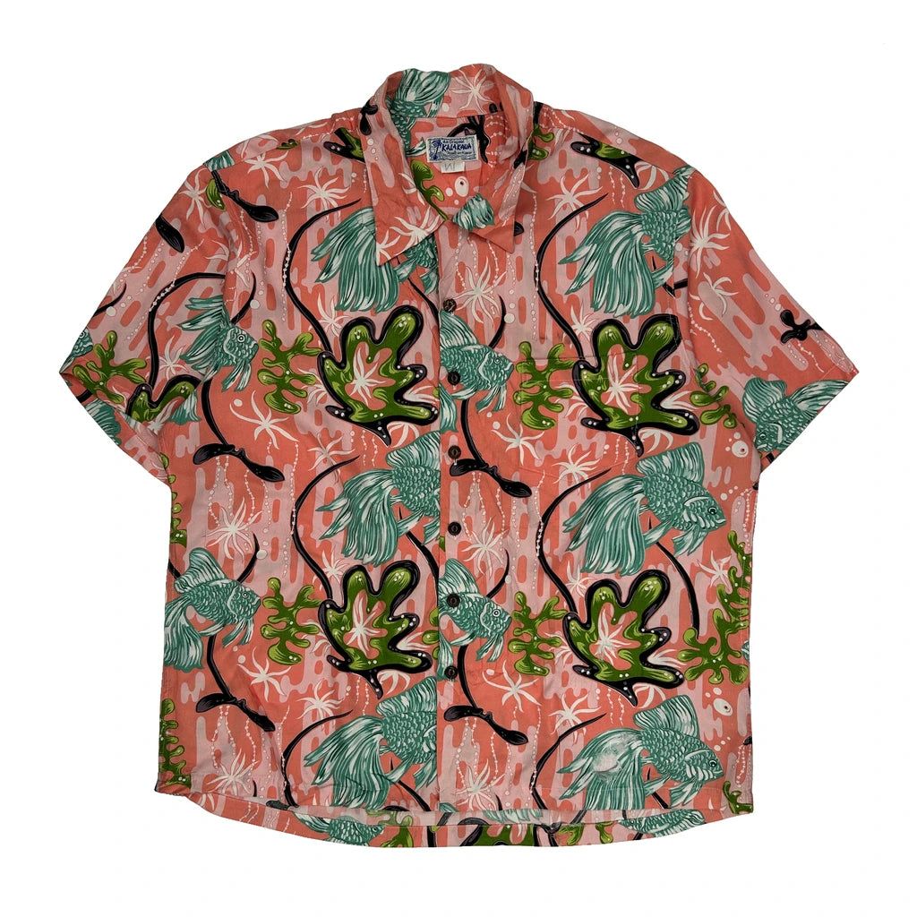 Kalakaua Floral Hawaiian Shirt - Medium Pink Cotton