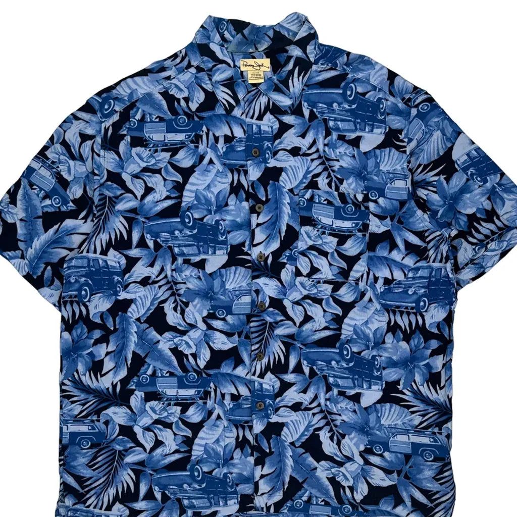 Panama Jack Hawaiian Shirt - XL Blue Viscose