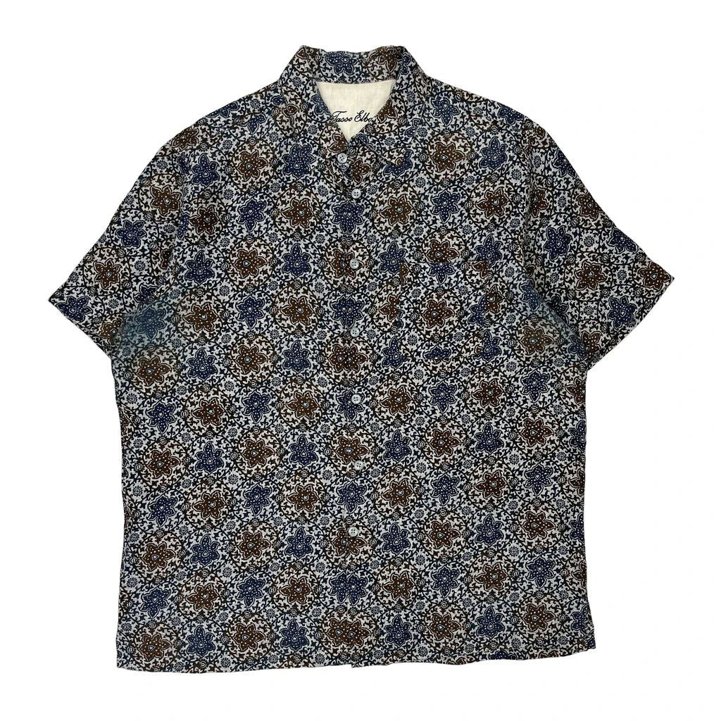 Tasso Elba Floral Hawaiian Shirt - Large Multicoloured Linen