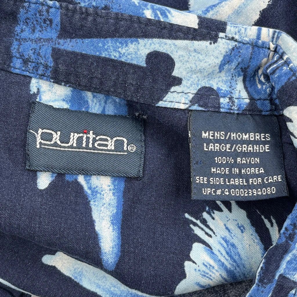 Puritan Hawaiian Shirt - Large Blue Viscose
