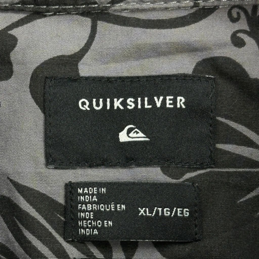 Quiksilver Floral Hawaiian Shirt - XL Grey Cotton