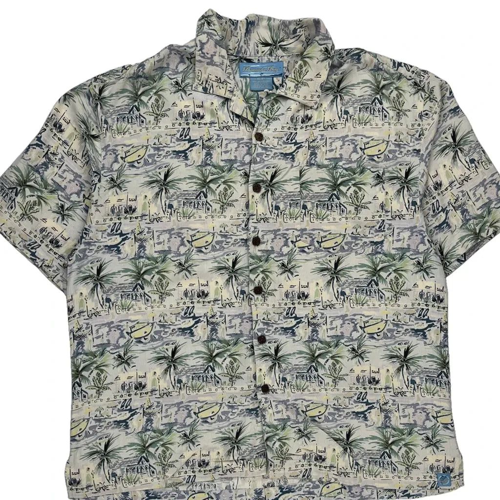 Bermuda Bay Hawaiian Shirt - XL Multicoloured Silk