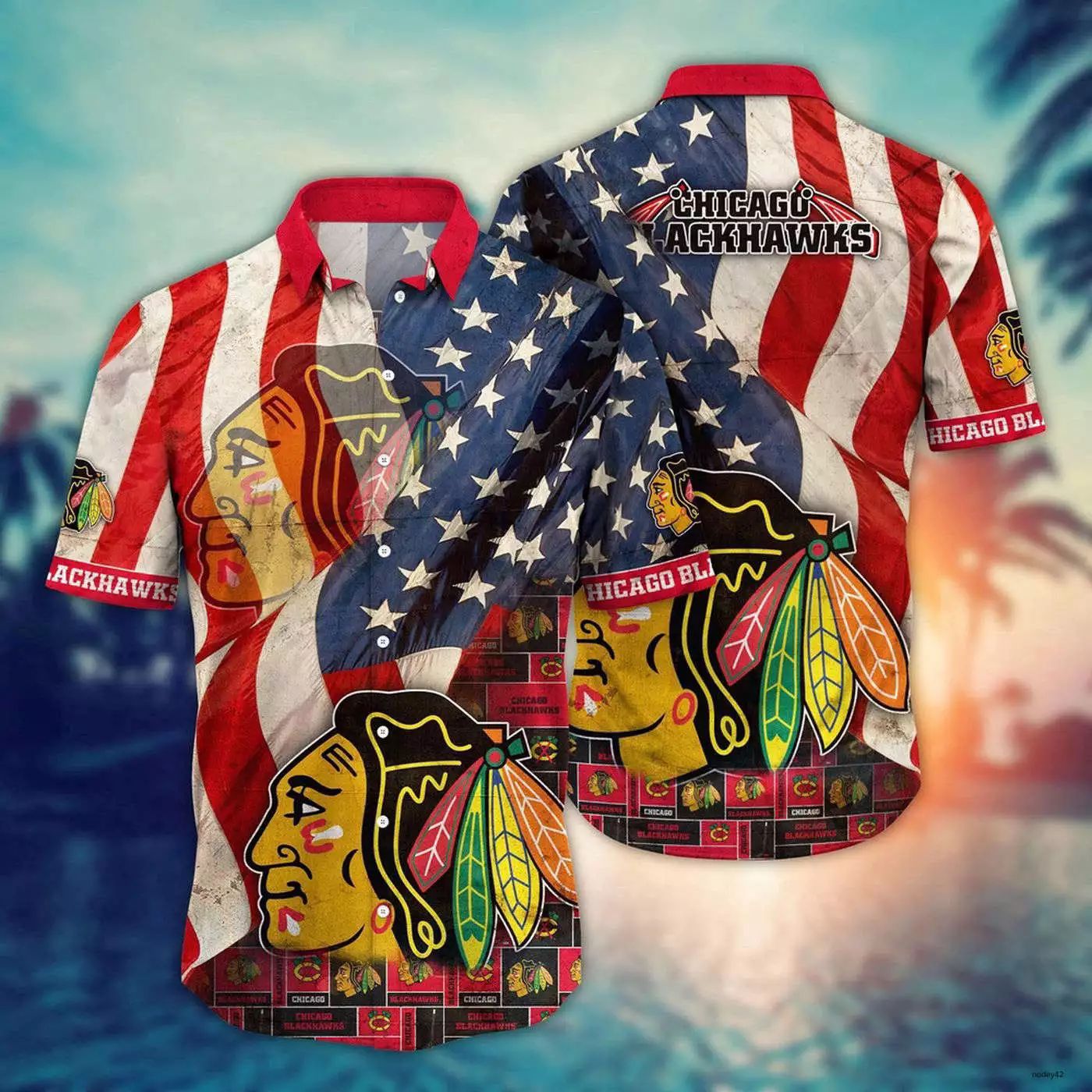 Chicago Blackhawks Patriotic Hawaiian Shirt 958945
