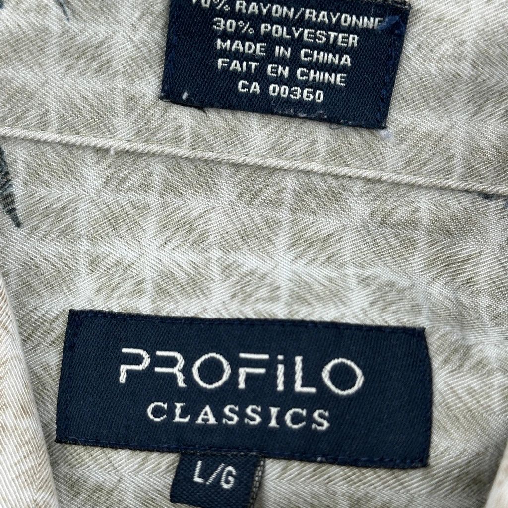 Profilio Classics Floral Hawaiian Shirt - Large Beige Polyester