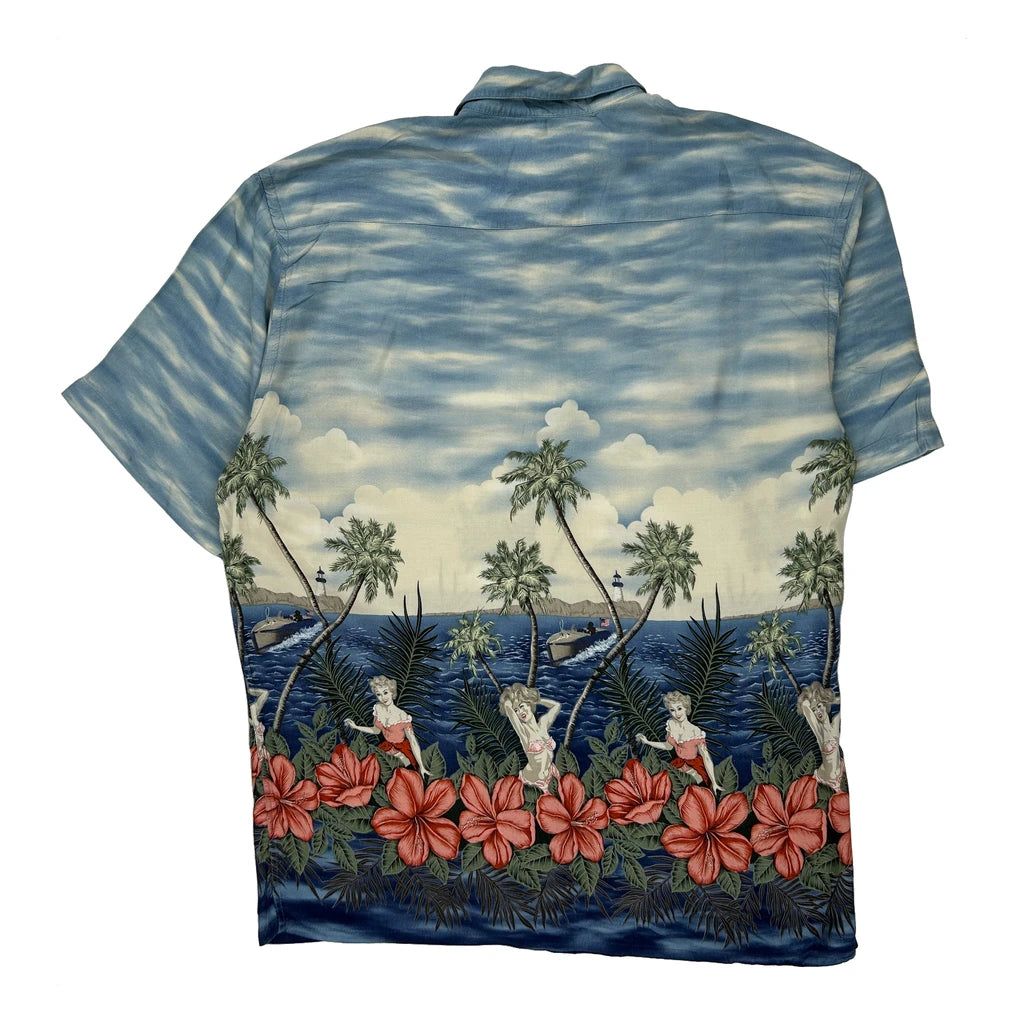 Pierre Cardin Floral Hawaiian Shirt - Large Multicoloured Viscose