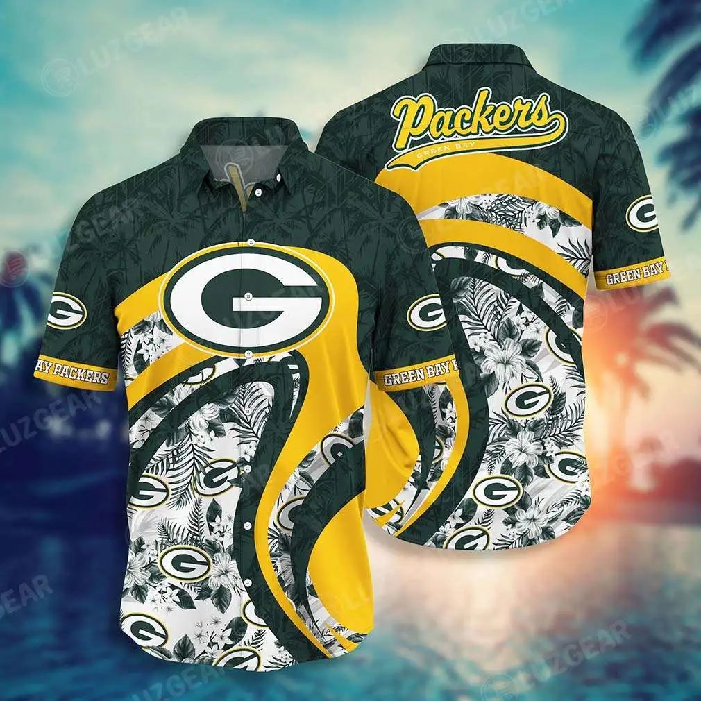 Green Bay Packers Hawaiian Shirt Swirl Wave Design 184199