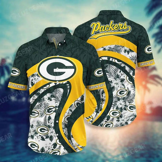 Green Bay Packers Hawaiian Shirt Swirl Wave Design 184199