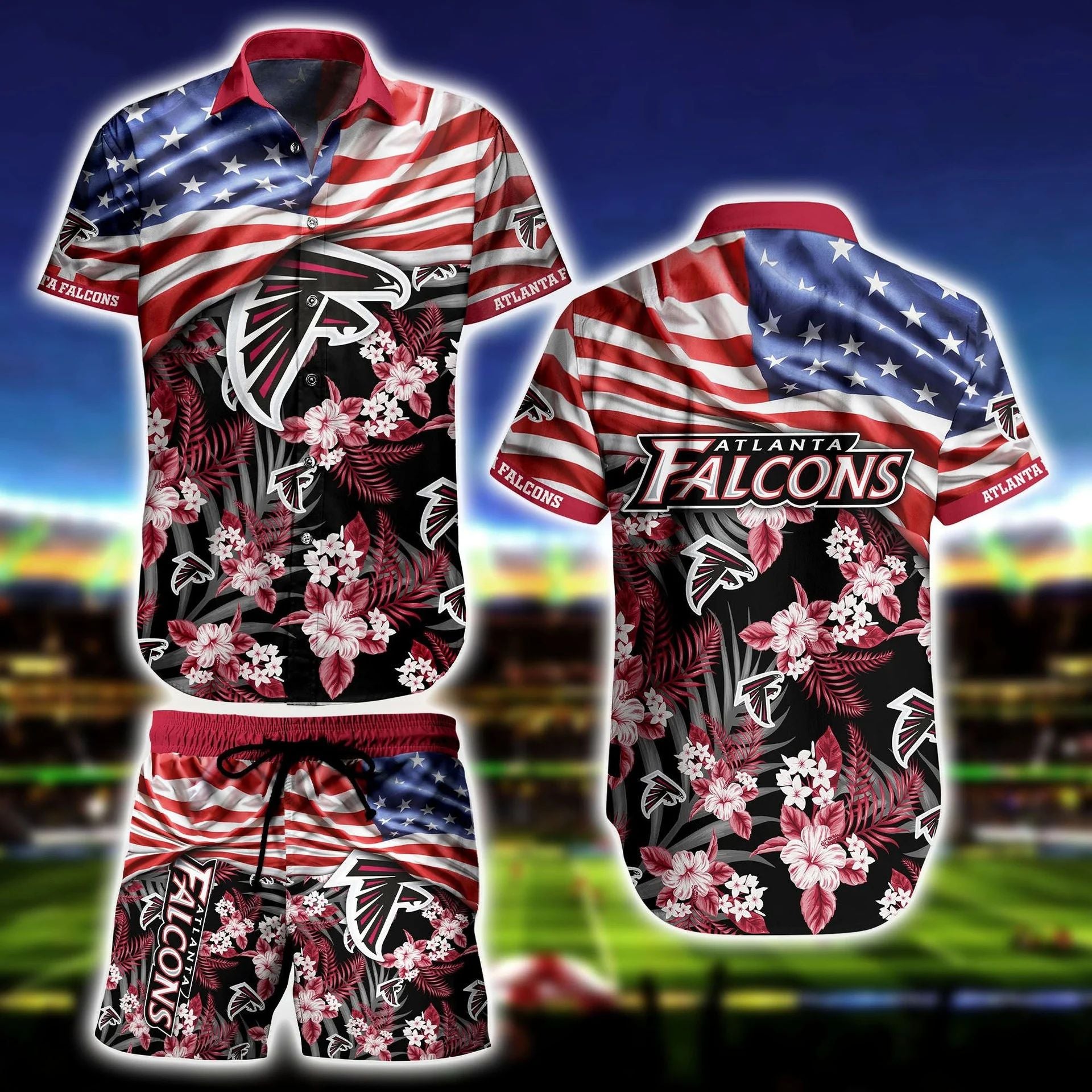 Atlanta Falcons Patriotic Floral Hawaiian Shirt 773492
