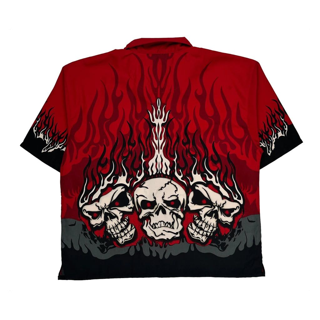 Y2K Steve & Barry Graphic Hawaiian Shirt - 3XL Red Polyester
