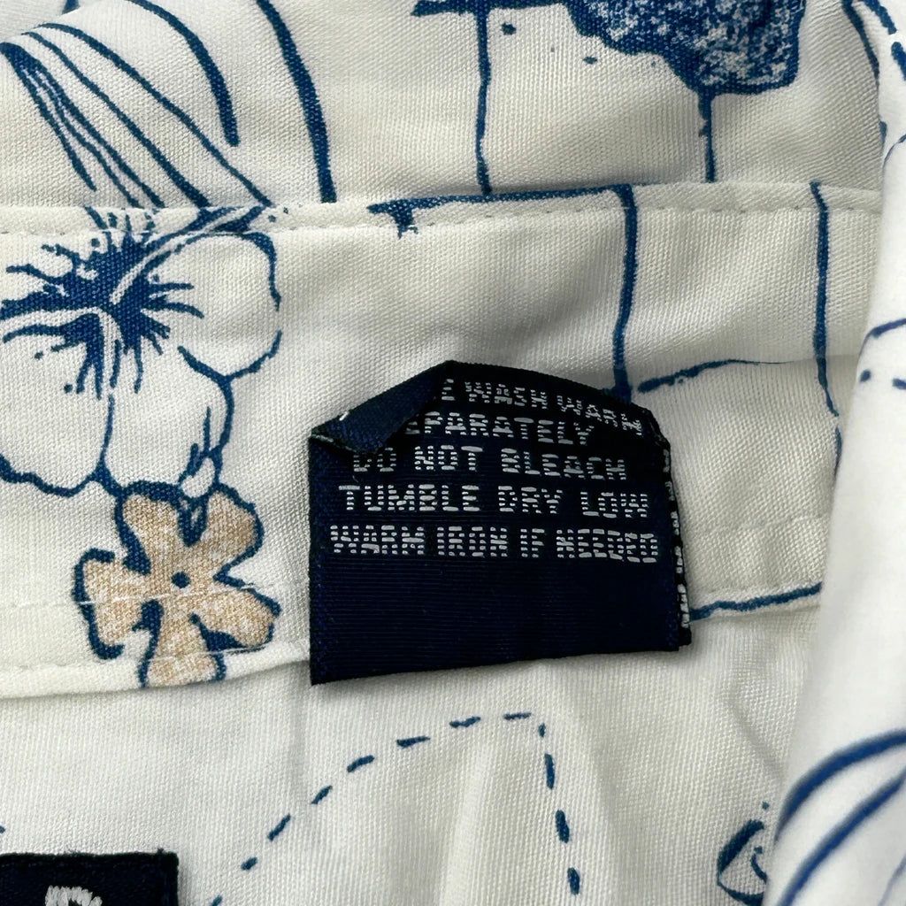 Trader Bay Floral Hawaiian Shirt - Large Blue Cotton