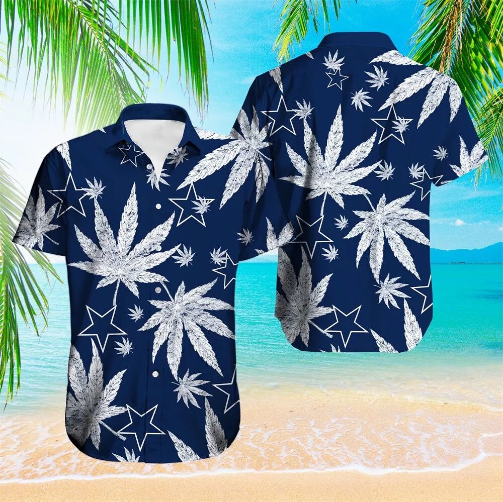 Dallas Cowboys Hawaiian Shirt with Leafy Stars Design 602329