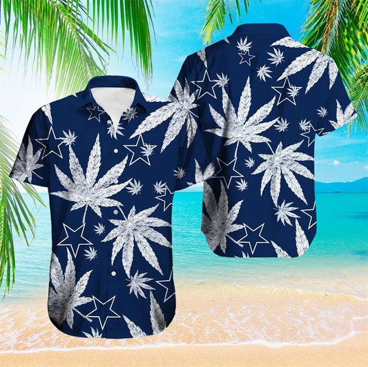 Dallas Cowboys Hawaiian Shirt with Leafy Stars Design 602329