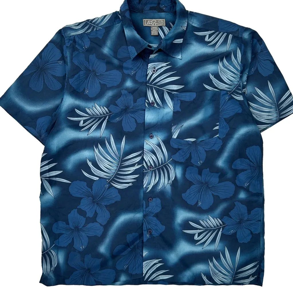 Urban Bay Floral Hawaiian Shirt - Large Blue Polyester