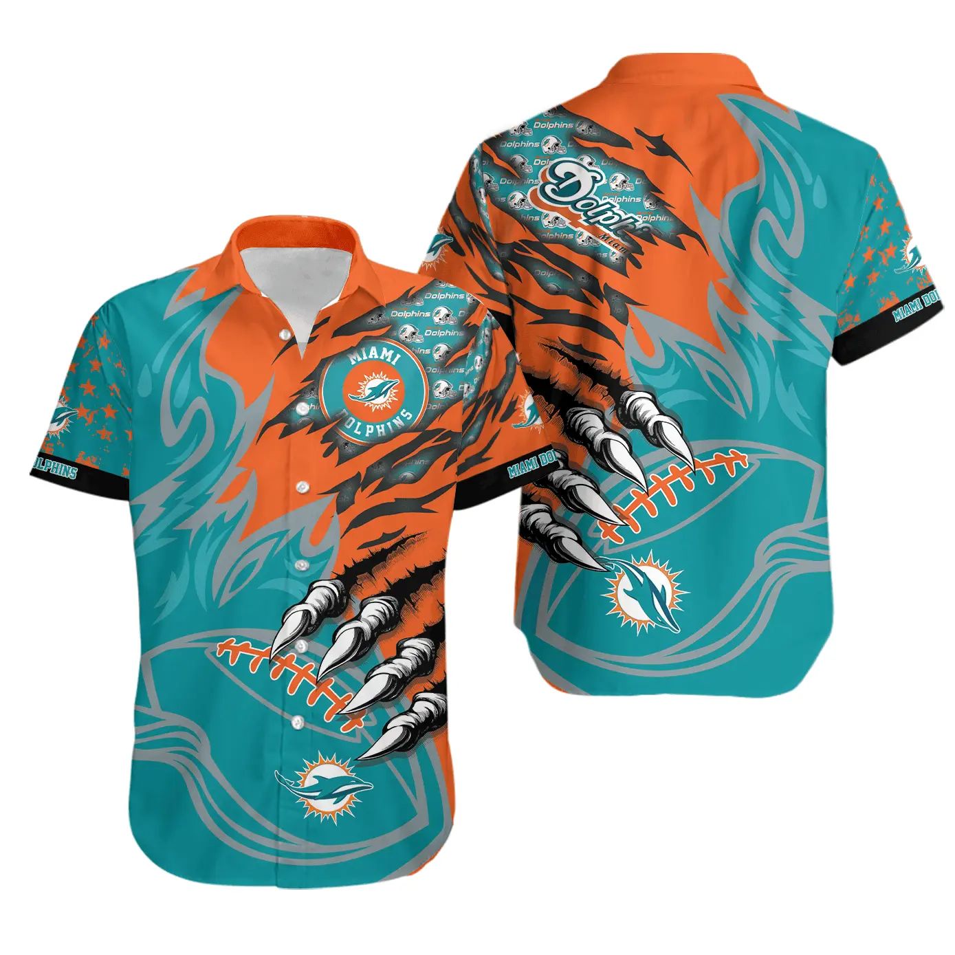 Miami Dolphins Hawaiian Shirt Fierce Claw Design 709243