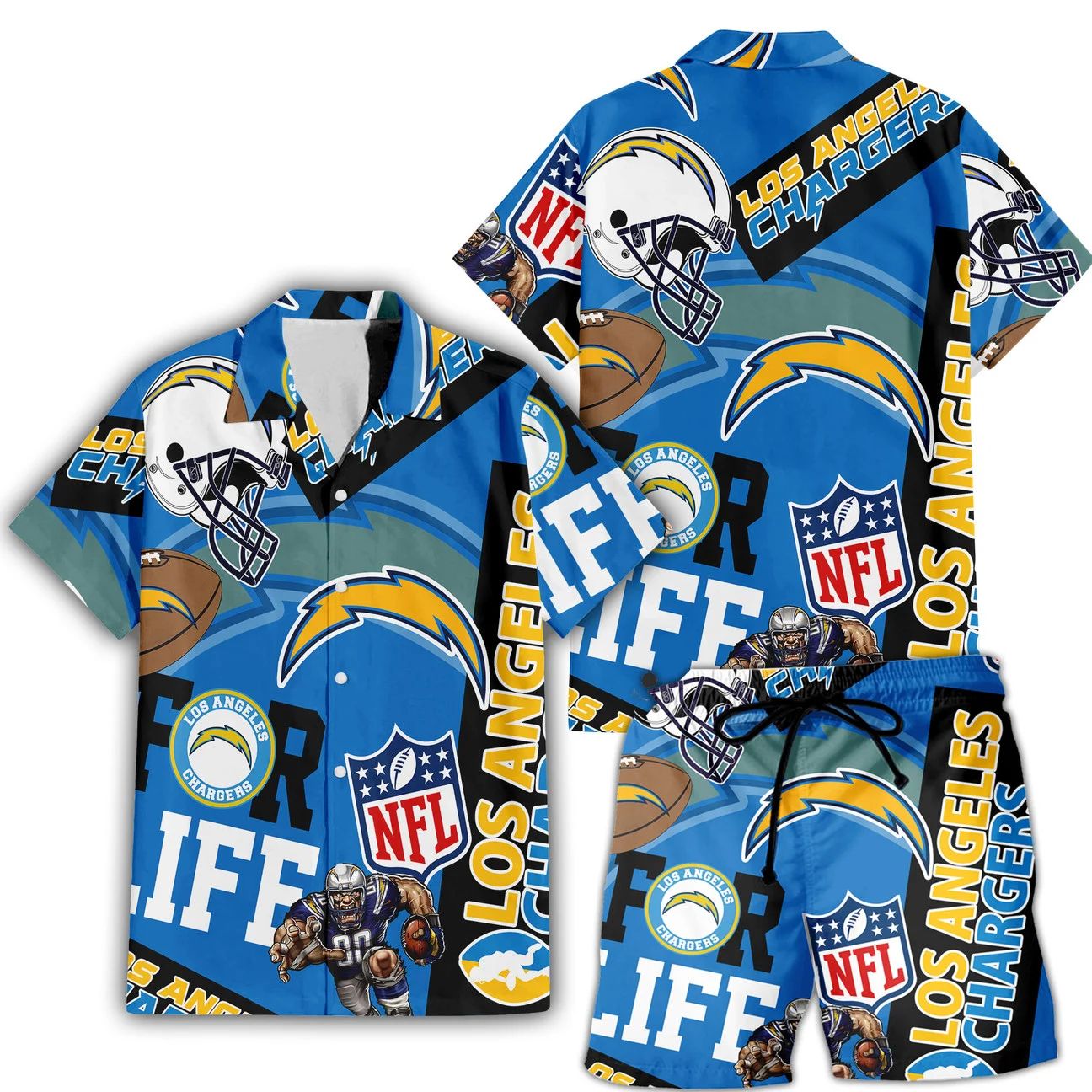 Los Angeles Chargers Hawaiian Shirt For Life 996721