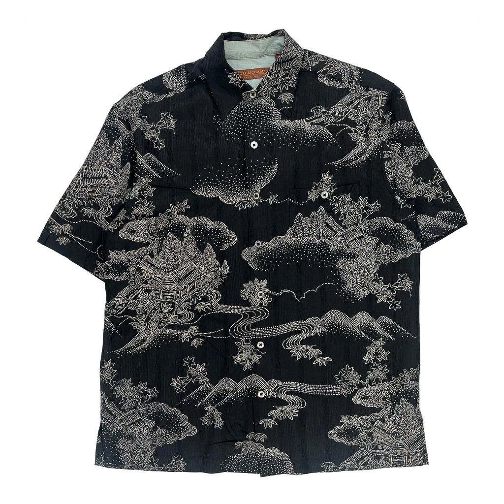 Tori Richard Graphic Hawaiian Shirt - Small White Silk