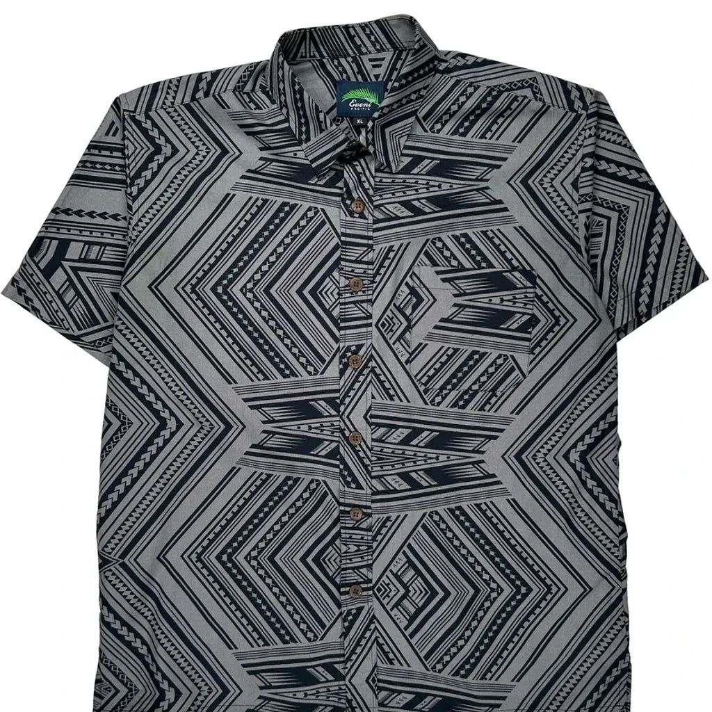 Eveni Hawaiian Shirt - XL Black Cotton