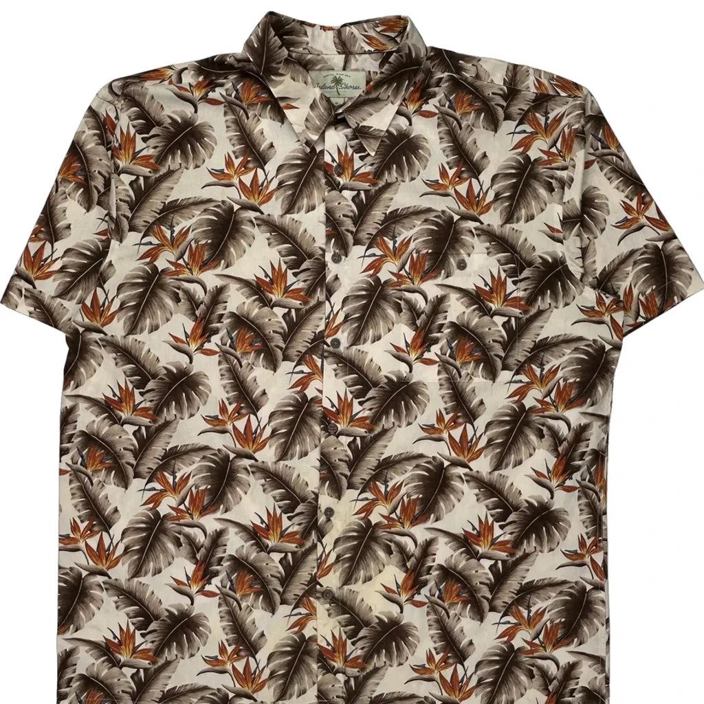 Island Shores Floral Hawaiian Shirt - XL Multicoloured Cotton