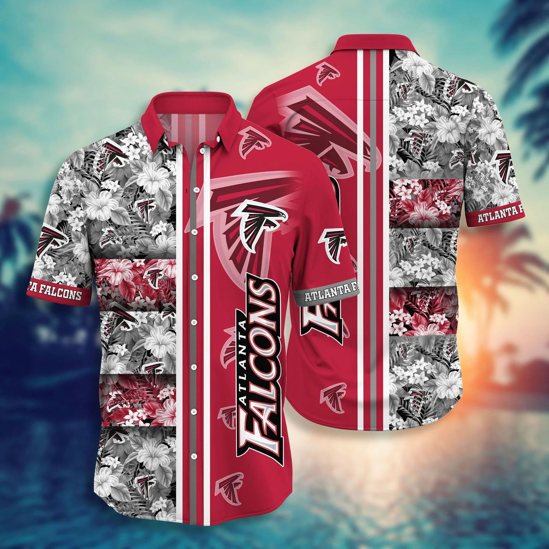 Atlanta Falcons Hawaiian Shirt Floral Stripe Design 374087