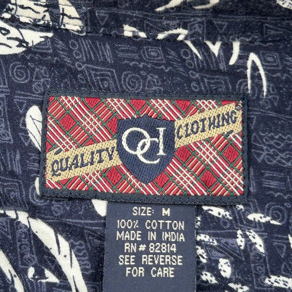 Quality Clothing Hawaiian Shirt - Medium Navy Cotton