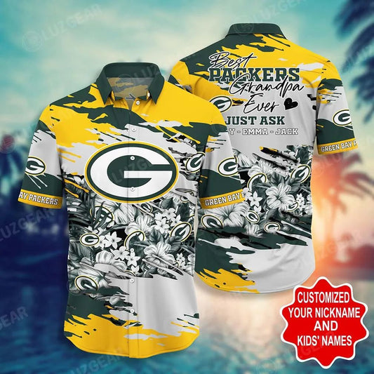 Green Bay Packers Grandpa Floral Hawaiian Shirt by