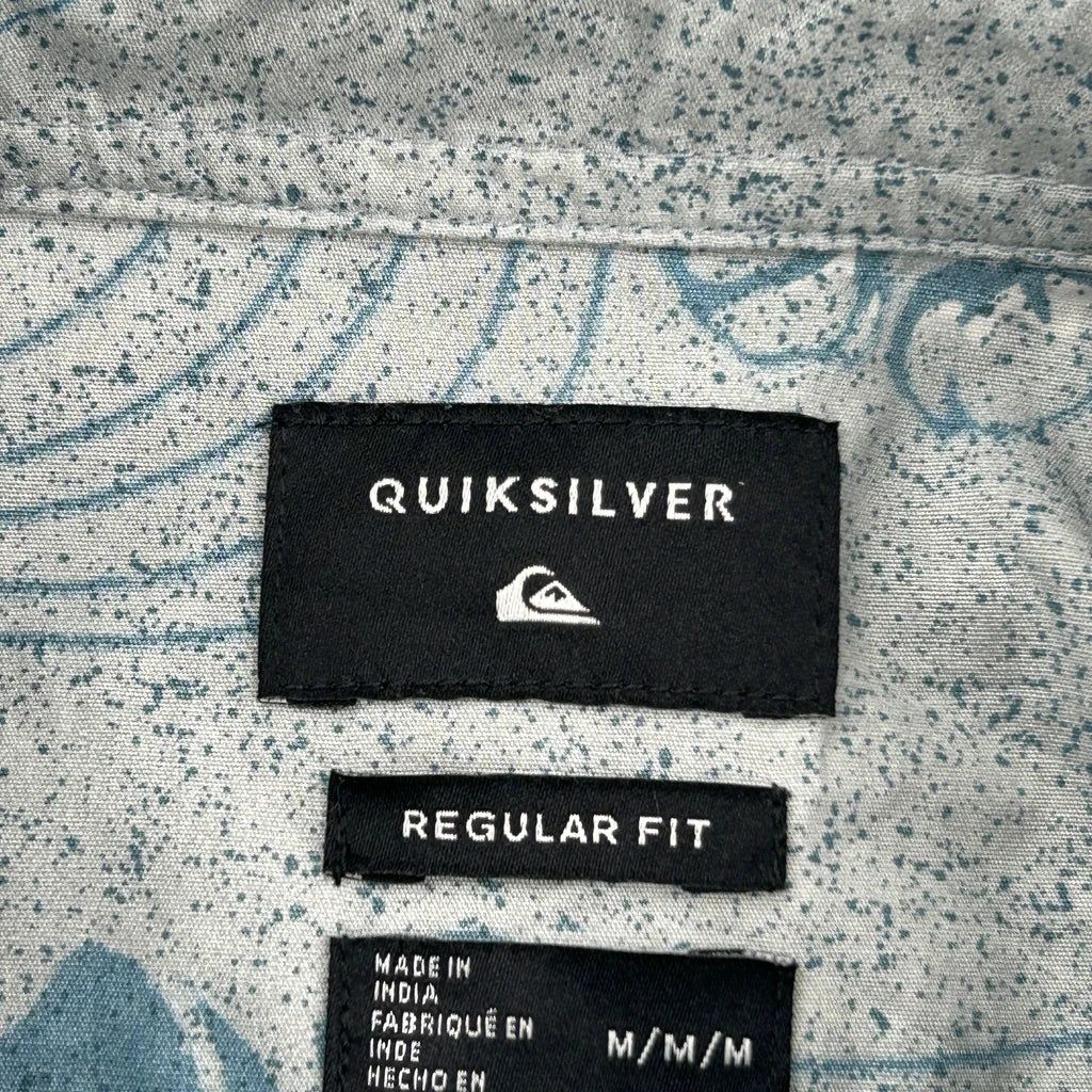 Quiksilver Floral Hawaiian Shirt - Medium Blue Cotton