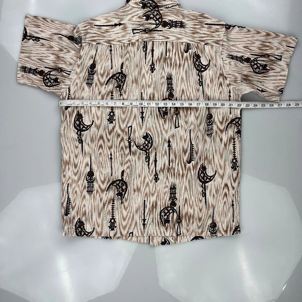 Unbranded Hawaiian Shirt - Large Beige Cotton