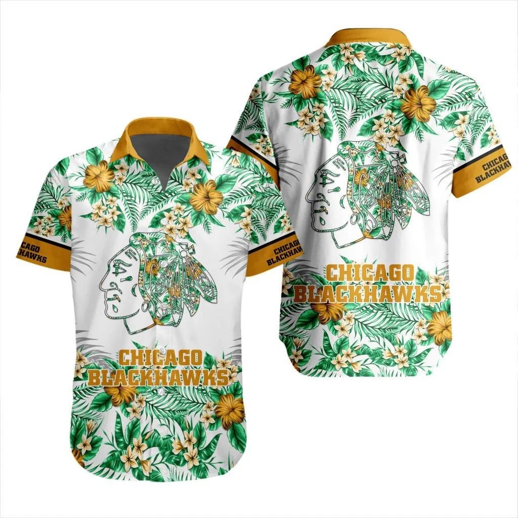 Chicago Blackhawks Golden Bloom Hawaiian Shirt 441421