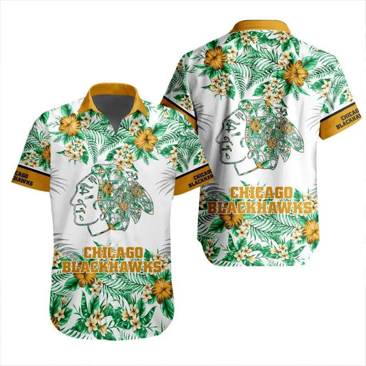 Chicago Blackhawks Golden Bloom Hawaiian Shirt 441421