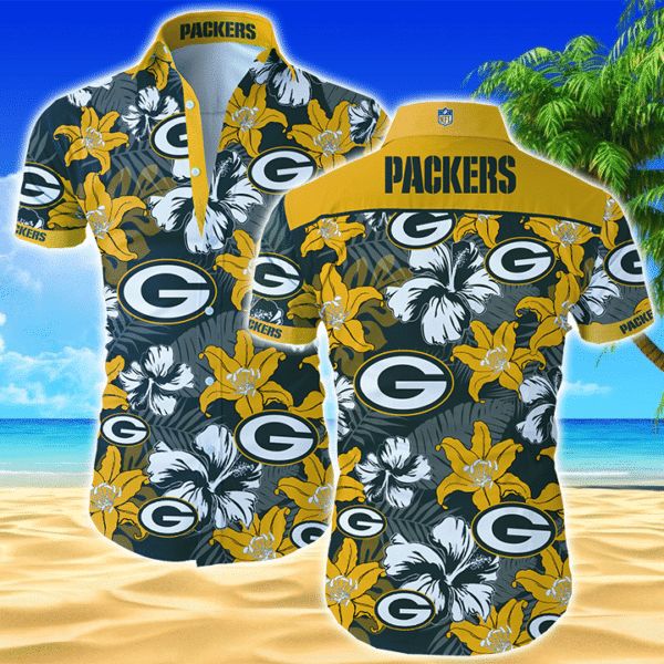 Green Bay Packers Hawaiian Shirt Hibiscus Wave Design 592276