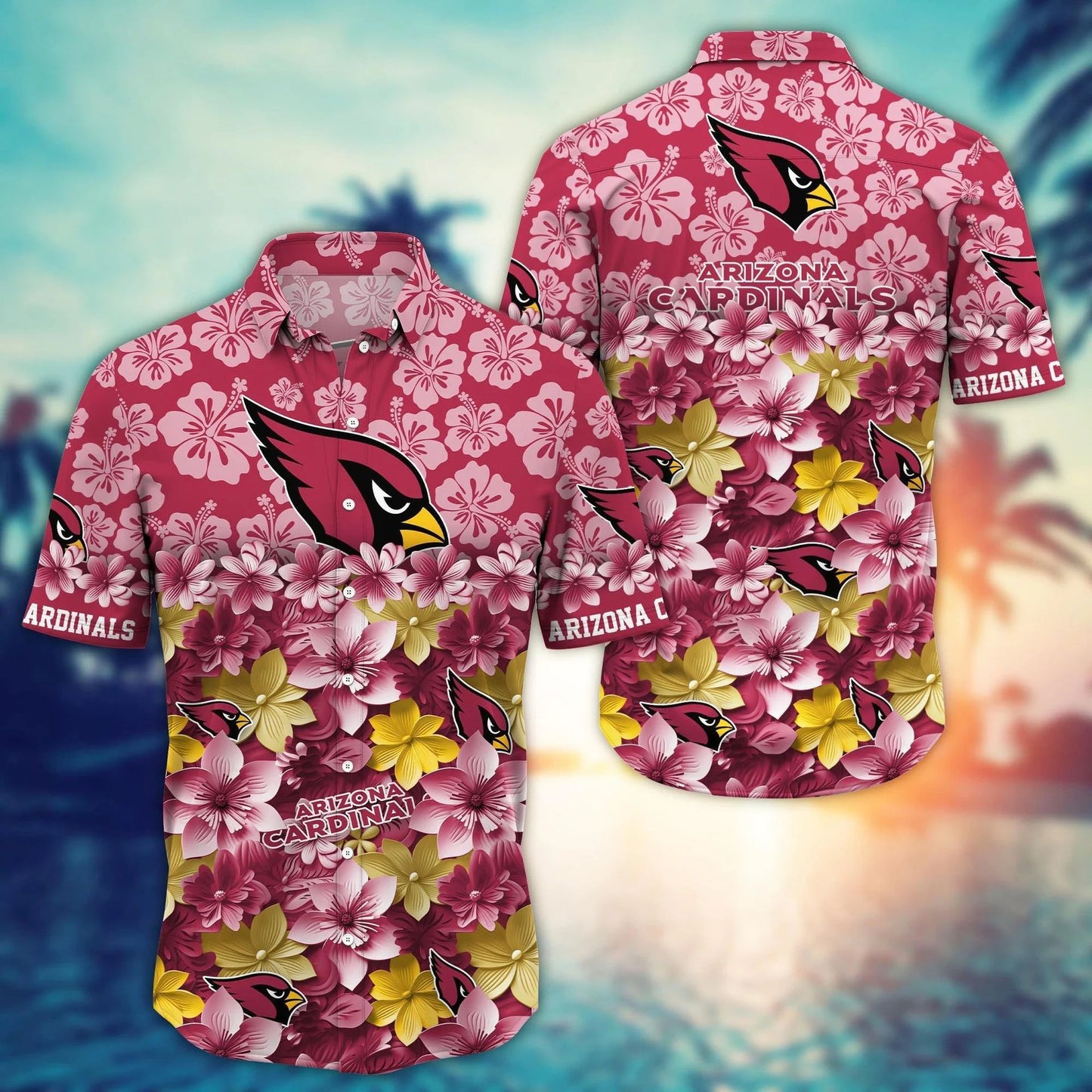 Arizona Cardinals Hawaiian Shirt Floral Sunset Design 441045